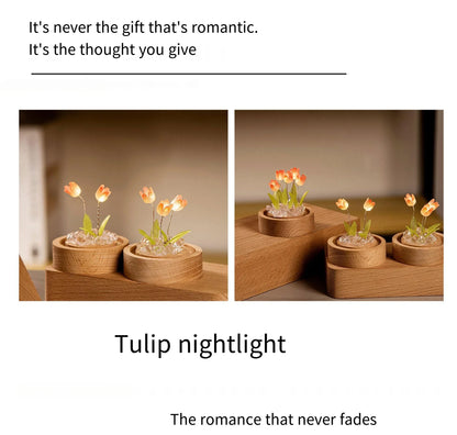 Tulip Night Light Tulip Flower Table Lamp DIY Simulation Tulip LED Night Light Handmade Bedside Light Christmas New Year Gift