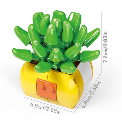 Simulation Succulents Flowers Bricks Plants Bonsai Cactus Aloe Vera DIY Assembled Toy Building Blocks Creative Kids Toys Gift