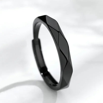 1 par de anillos de pareja de rombos blancos y negros, anillo abierto para mujeres y hombres, anillos de dedo ajustables, regalo de joyería de aniversario para amantes románticos