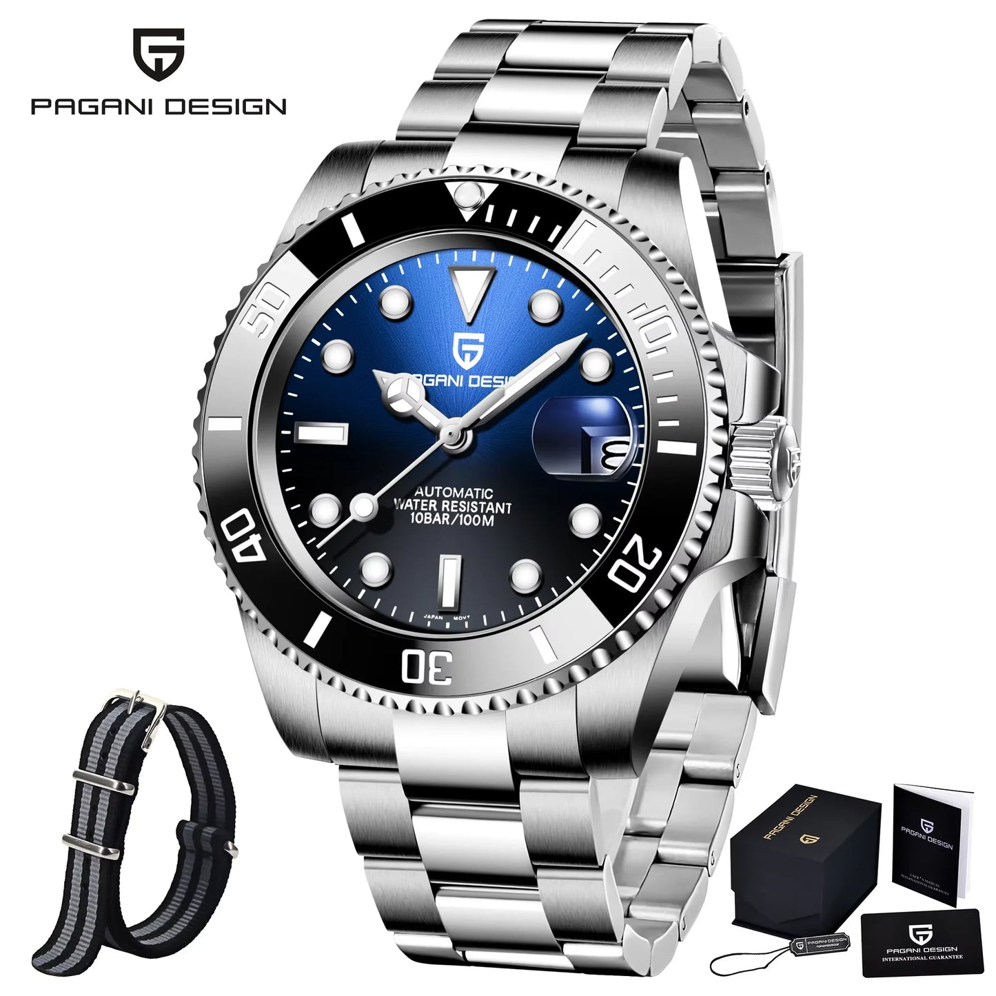 PAGANI DESIGN PD1661 Water Ghost Watch 40MM Luxury Automatic Mechanical Watches NH35 Auto Date Sport Dive BGW-9 Watch For Men