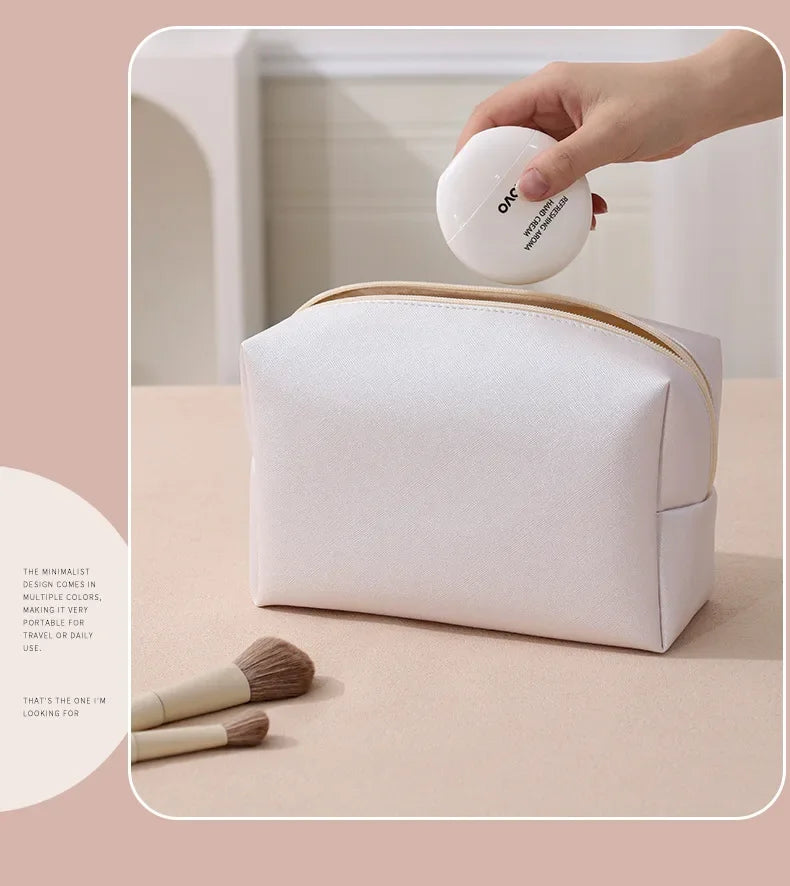 Small Makeup Bag PU Leather Travel Cosmetic Pouch Toiletry Bag for Women Portable Water-Resistant  Personalized Embroidery