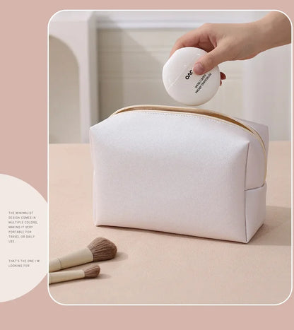 Small Makeup Bag PU Leather Travel Cosmetic Pouch Toiletry Bag for Women Portable Water-Resistant  Personalized Embroidery