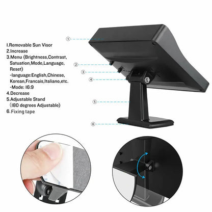 4.3 Inch TFT LCD Car HD Monitor Reverse Camera Security Display for Reverse Backup Camera Parking Camera Drive Recorder