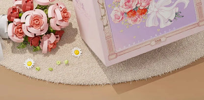 Blocs de construction Wekki Bouquet de fleurs éternelles Cadre photo Puzzle à monter soi-même Jouet créatif Cadeau d'anniversaire Collection Ornement