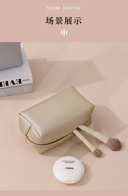 Small Makeup Bag PU Leather Travel Cosmetic Pouch Toiletry Bag for Women Portable Water-Resistant  Personalized Embroidery