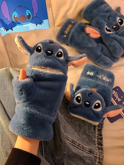 Original Disney Stitch Alex Didi Ear Muffs Gloves Plush Windproof Warm Cute 2024 New Ear Bags Children Ear Cover Winter Kid Gift