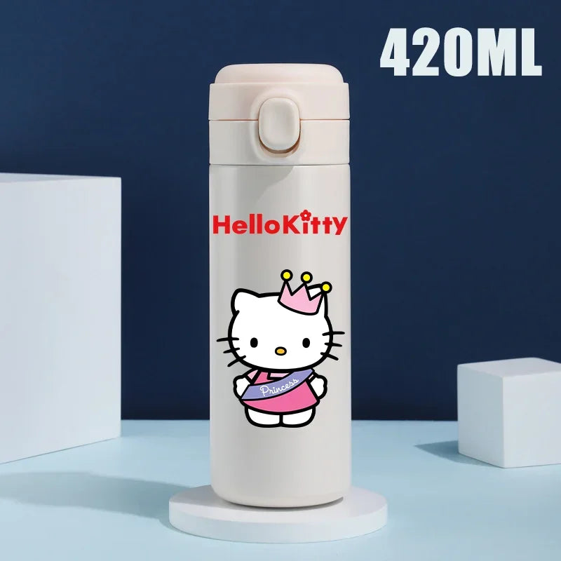 Sanrio 420 ML Thermos Mug Hello Kitty Cartoon 304 Stainless Steel Portable Water Cup Travel Water Bottle Kawaii Cups Kids Gifts
