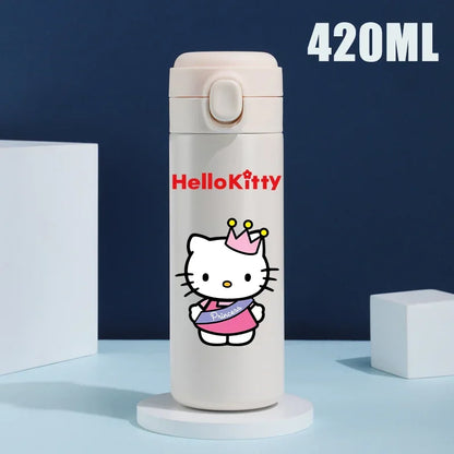 Sanrio 420 ML Thermos Mug Hello Kitty Cartoon 304 Stainless Steel Portable Water Cup Travel Water Bottle Kawaii Cups Kids Gifts
