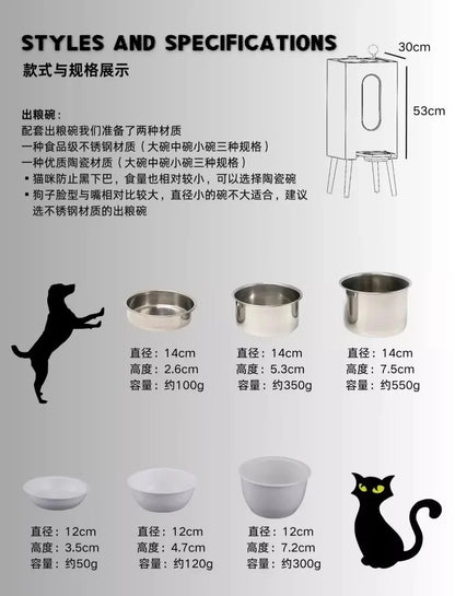 Pet Feeding Bowl 10L Large Capacity Storage And Dispenser Dog Feeder Wooden Cat Food Bowl