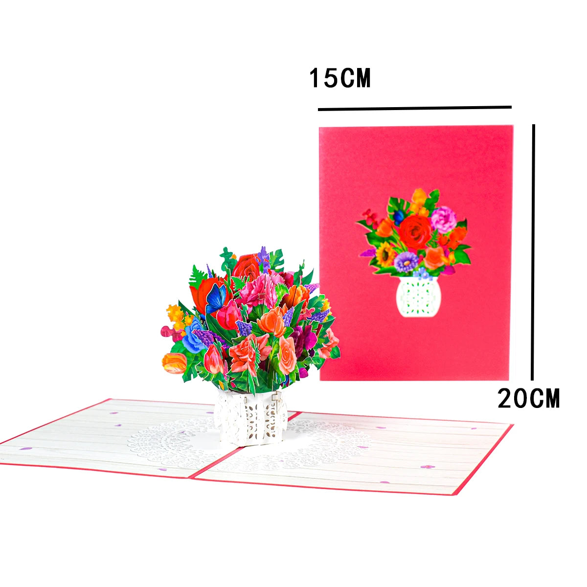 Tarjeta de felicitación emergente con flores en 3D para cumpleaños, día de la madre, día del padre, graduación, aniversario de bodas, mejórate pronto, simpatía