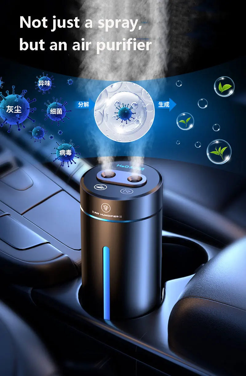 Vehicle Humidifier H2O Ultrasonic Spray 200ML Smart Work Usb 1500mah Wireless Perfume Aroma Diffuser Visable Dual Humidification