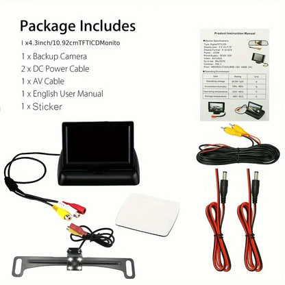 4led Car Rear View Backup Camera 4.3inch HD Display LCD Monitor Parking System Full Set For Pickup Van RV Easy Installation
