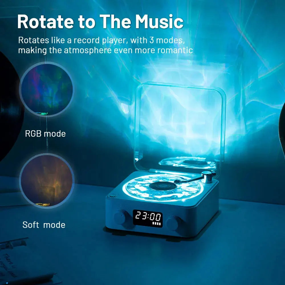 2024 Nouveau haut-parleur de platine vinyle rétro avec bruit blanc sans fil Bluetooth lecteur de disque vinyle son stéréo effet de lampe de projection RVB