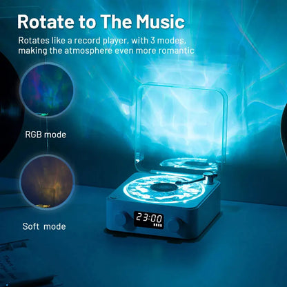 2024 Nouveau haut-parleur de platine vinyle rétro avec bruit blanc sans fil Bluetooth lecteur de disque vinyle son stéréo effet de lampe de projection RVB