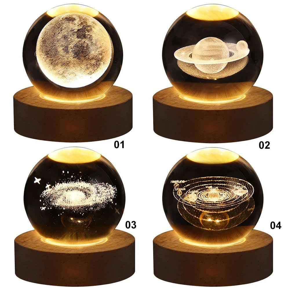 3D Pokemon Crystal Poke Ball Figure Toys 5CM Mimikyu Planet Axolotl Night Light LED Lamp Base Gift for Kid Adult