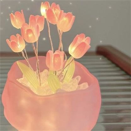 Tulip Pumpkin Nightlight DIY Tulip Night Light Cute Handmade Tulip Flower DIY Bedside Lamp for Birthday Christmas Gift Romantic