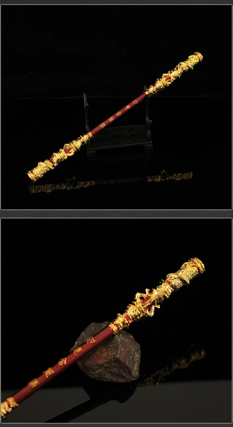 22CM Black Myth Sun Wukong Weapon Golden Hoop Stick Model Semi-metal Ruyi Staff Martial Arts Bo Staffs Souvenir Game Collection