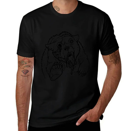 Camiseta de oso zombi, lisa, tallas grandes, camisetas de anime de Fruit of the Loom para hombre