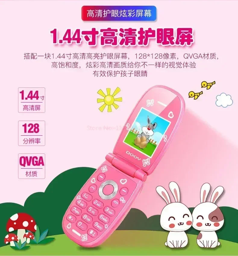 Sanrio Hello Kitty Flip Phone New Cartoon Cute Children White Pink Kawaii Mini Phone Children Birthday Gifts Fashion Model Toys