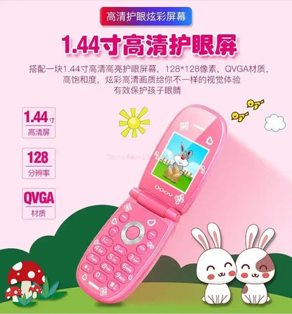 Sanrio Hello Kitty Flip Phone New Cartoon Cute Children White Pink Kawaii Mini Phone Children Birthday Gifts Fashion Model Toys