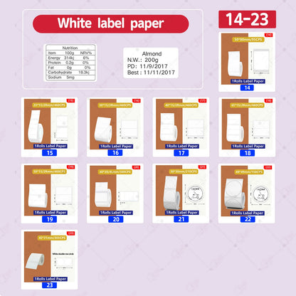 5 Rolls 30-50mm Thermal label Paper Rolls White Color Waterproof for Niimbot B1 B21 B203 B3S Label Printer Barcode Name Printing
