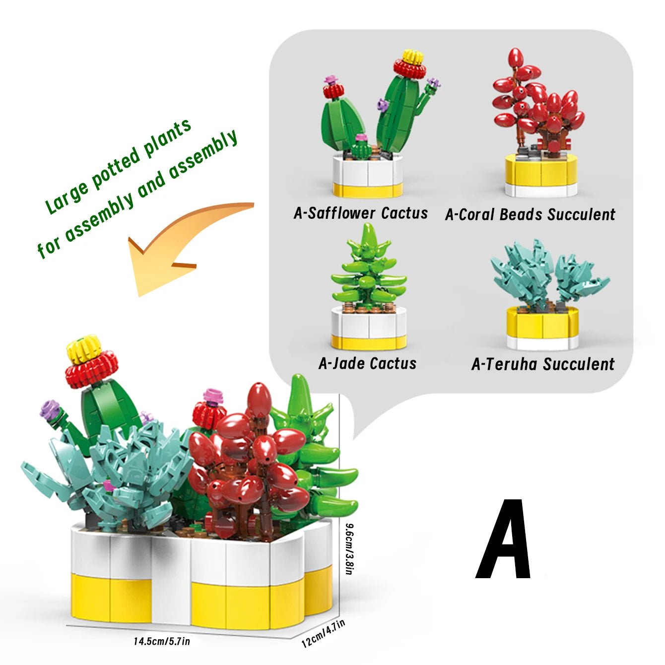 Simulation Succulents Flowers Bricks Plants Bonsai Cactus Aloe Vera DIY Assembled Toy Building Blocks Creative Kids Toys Gift