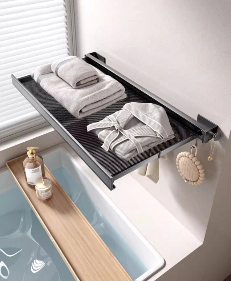 No Drill- Shelf Foldable Wall Shelves Holder Organizer Retractable Laundry Drying Storage Racks Gap Shelf For Bathroom Balcony