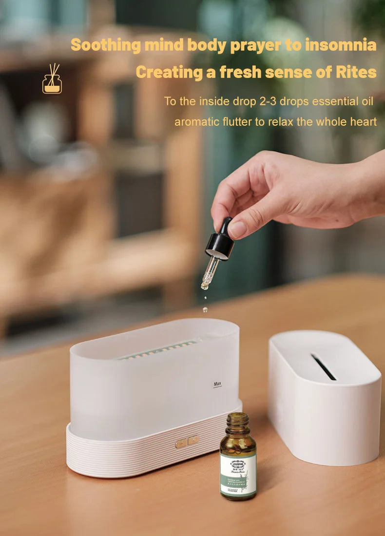 Perfume Humidifier Ultrasonic Air Humidifier With LED Lighting Simulation Colorful Flame Fragrance Machine