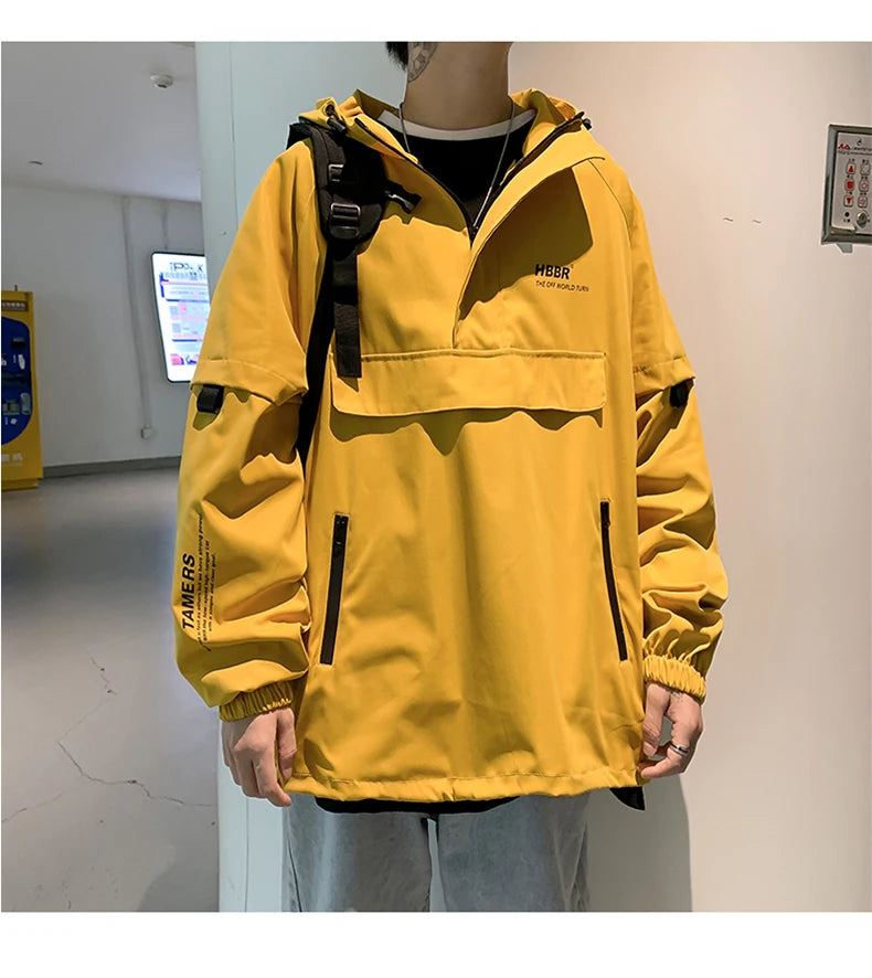 2024 New Autumn Streetwear Men Jackets Zipper Up Jacket Windbreaker Harajuku Thin Coats Loose Harajuku Oversized Outwear