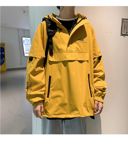 2024 New Autumn Streetwear Men Jackets Zipper Up Jacket Windbreaker Harajuku Thin Coats Loose Harajuku Oversized Outwear
