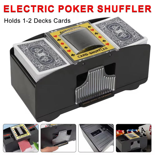 2024 New Automatic Poker Card Shuffler Board Games Battery Operated Playing Cards Shuffle 2 Deck Automatic Hand Crank