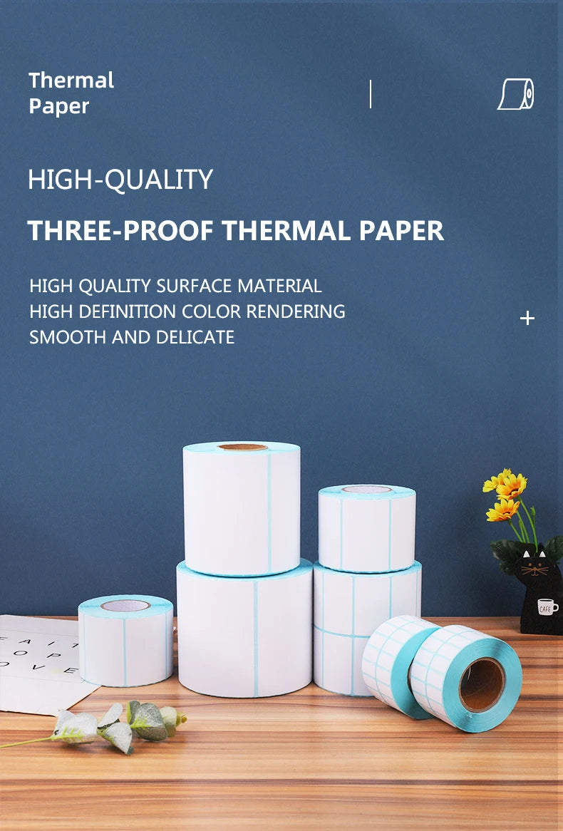 100mm Width Multiple Size Thermal Labels Paper Roll Stickers White Blank Labels For Thermal Label  Self-Adhesive Paper Stickers