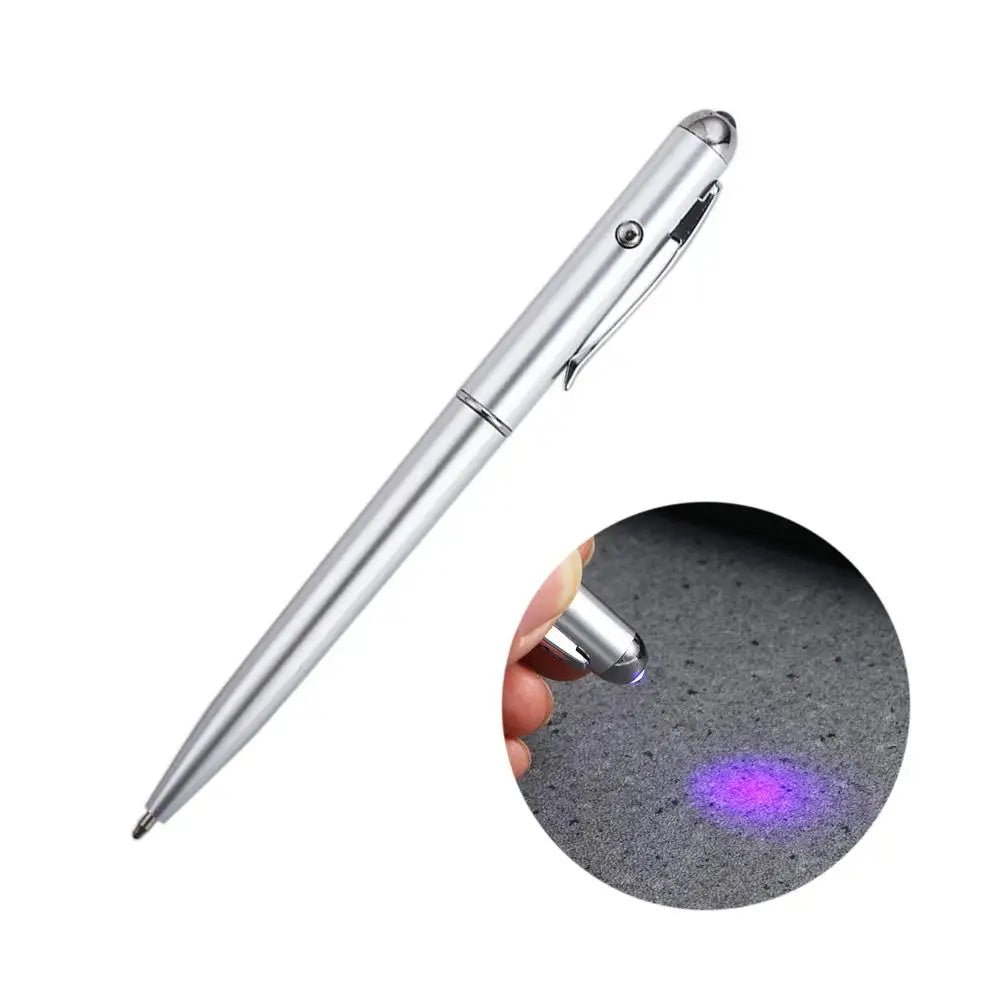 School Creative Drawing Magic Writing Silver Stationery Invisible Ink Pen UV Light Pen Ballpoint Pens Magic Secret Pen
