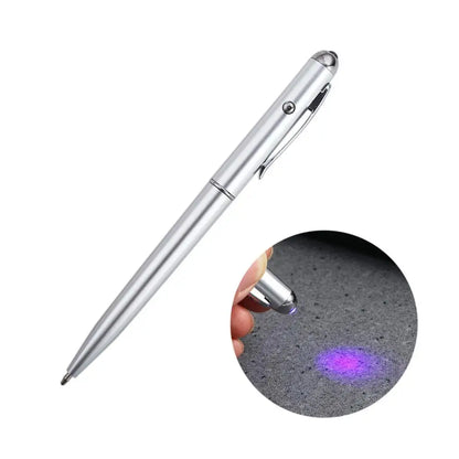 School Creative Drawing Magic Writing Silver Stationery Invisible Ink Pen UV Light Pen Ballpoint Pens Magic Secret Pen