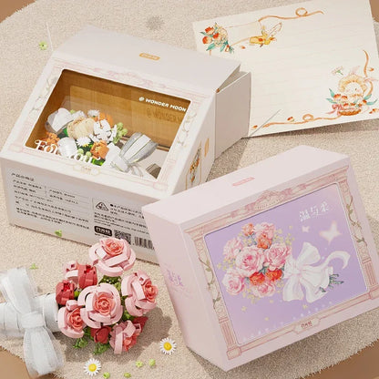 Blocs de construction Wekki Bouquet de fleurs éternelles Cadre photo Puzzle à monter soi-même Jouet créatif Cadeau d'anniversaire Collection Ornement