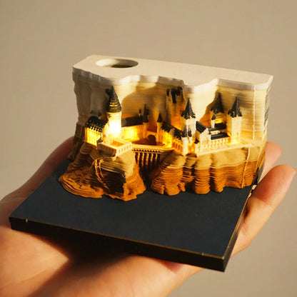 Omoshiroi Block 2024 Calendar 3D Memo Pad Magic Castle Mini Notepad Cubes Design Offices Paper Note Block Birthday Original Gift