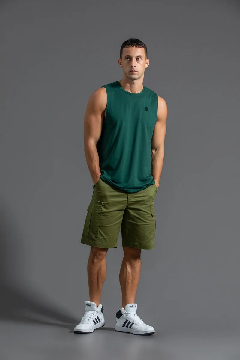 Plus Size Men's Sport Fitness Vest Cotton Trendy Sleeveless T-Shirt Shoulder Vest Casual Top Clearance Special Price