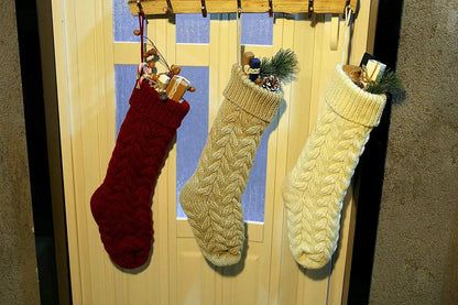 6-8PACK Christmas Stockings 18In Cable Knit Fireplace Stockings Rustic Hanging Xmas Stockings Farmhouse Boho Decorations Family