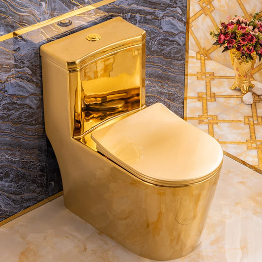Siphon Water-Saving Mute Tuhao Gold Toilet Anti-Blocking Deodorant Ceramic Electroplating Gold
