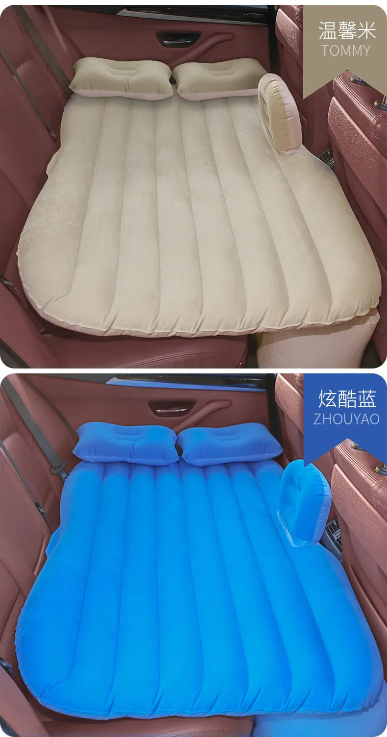 Ultra-soft Flocking Environmental Fabric Car Inflatable Bed Air Cushion Bed Portable Car Travel Bed For Most Small Car
