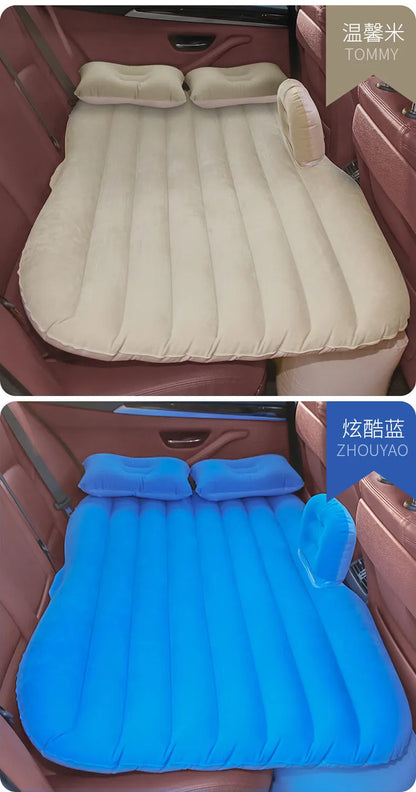 Ultra-soft Flocking Environmental Fabric Car Inflatable Bed Air Cushion Bed Portable Car Travel Bed For Most Small Car