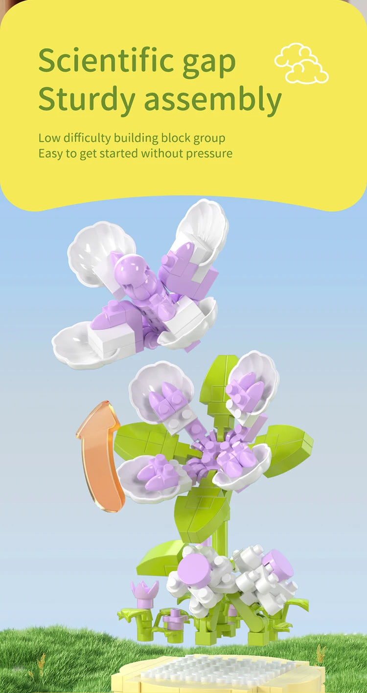 Potted Flower Basket Building Blocks Creative Bonsai Plant Bouquet Model Bricks Diy Home Decoration Kids Toy Girls Holiday Gifts