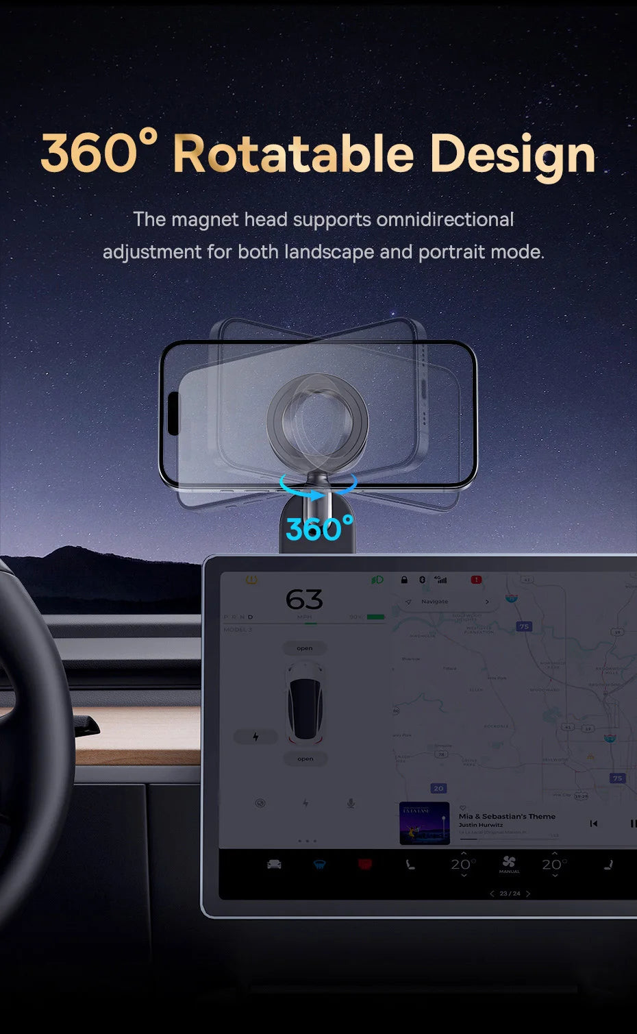 Support magnétique Baseus pour téléphone portable de voiture, support pliable pour iPhone 12 13 14 Pro Max pour Samsung S23
