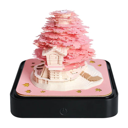 Omoshiroi Block 3D Notepad Sakura Treehouse 3D Calendar 2025 3D Memo Pad Block Notes Offices Paper Notes Christmas Birthday Gift