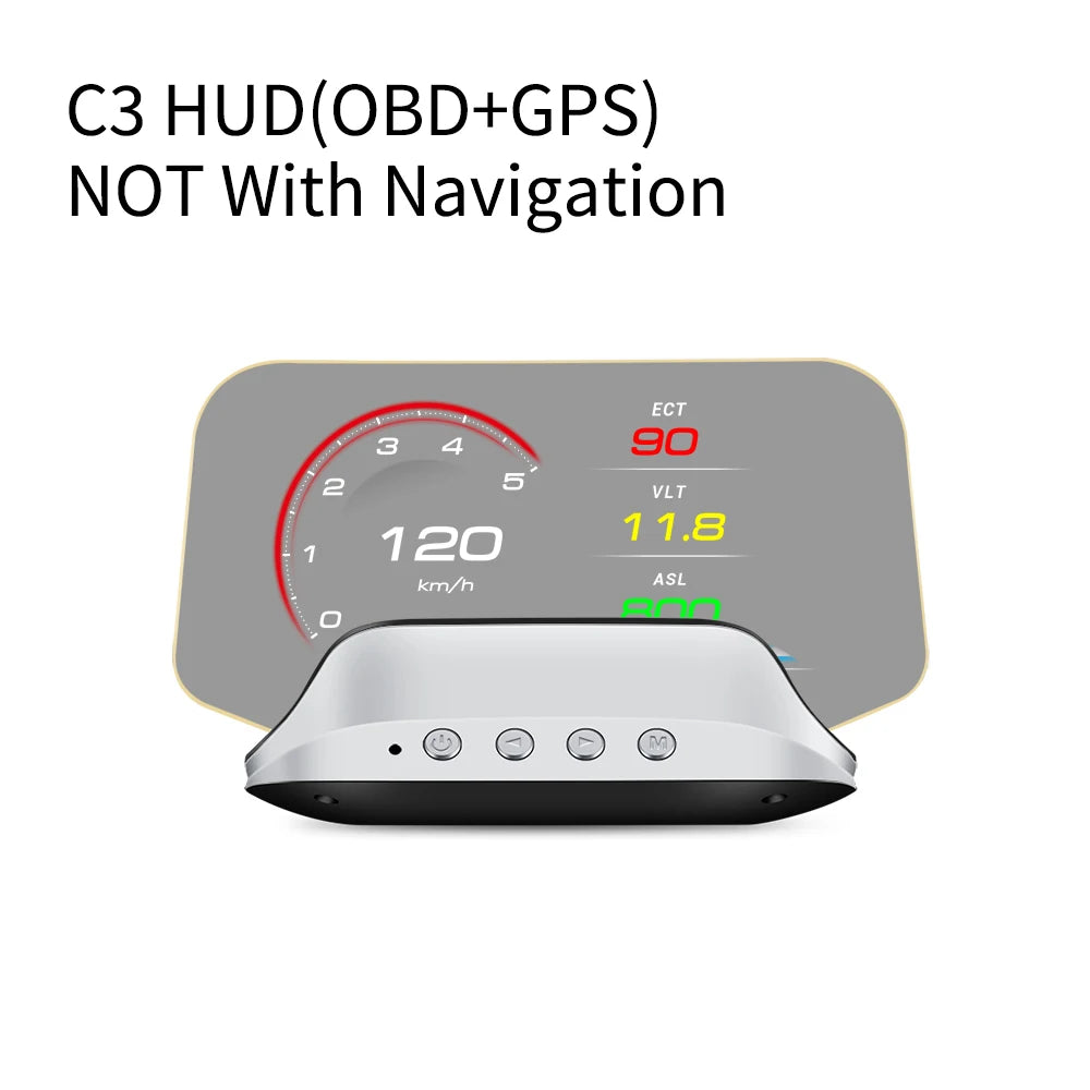 C3 12V Car HUD OBD2 Head Up Display GPS Navigation Digital Speedometer On Board Computer Projector OBD 2 Scanner Test Cartronics