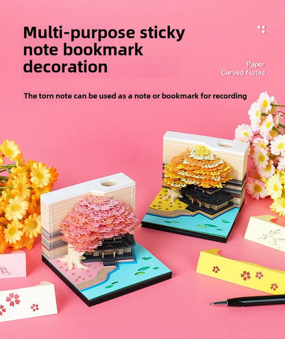 Treehouse 3D Desktop Calendar Sticky Notes Creative Crafts Souvenirs Paper Carvings Post-it Notes New Year Gifts Office Ornament