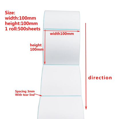 Étiquettes thermiques de 100 mm de largeur, plusieurs tailles, rouleaux de papier autocollants, étiquettes vierges blanches pour étiquettes thermiques, autocollants en papier auto-adhésifs