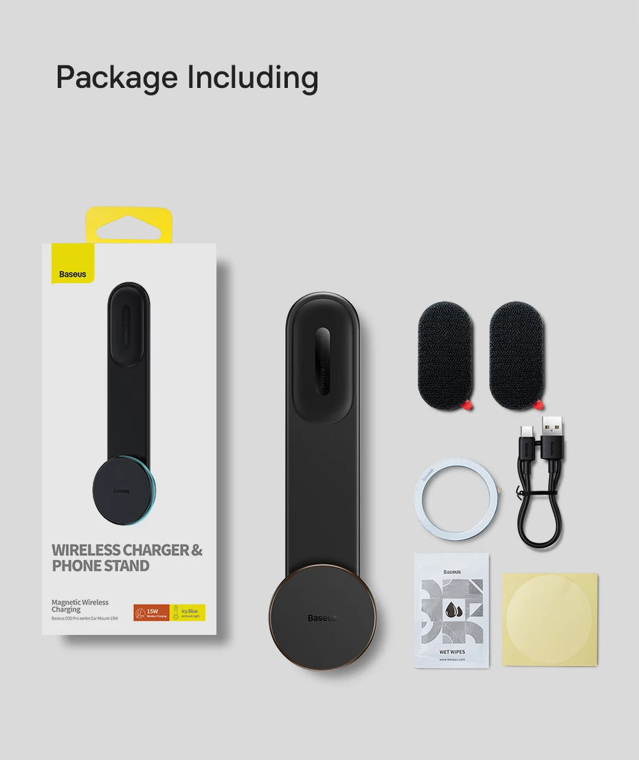 Baseus C02 Pro Series Magnetic Wireless Charging Car Mount Cluster Black