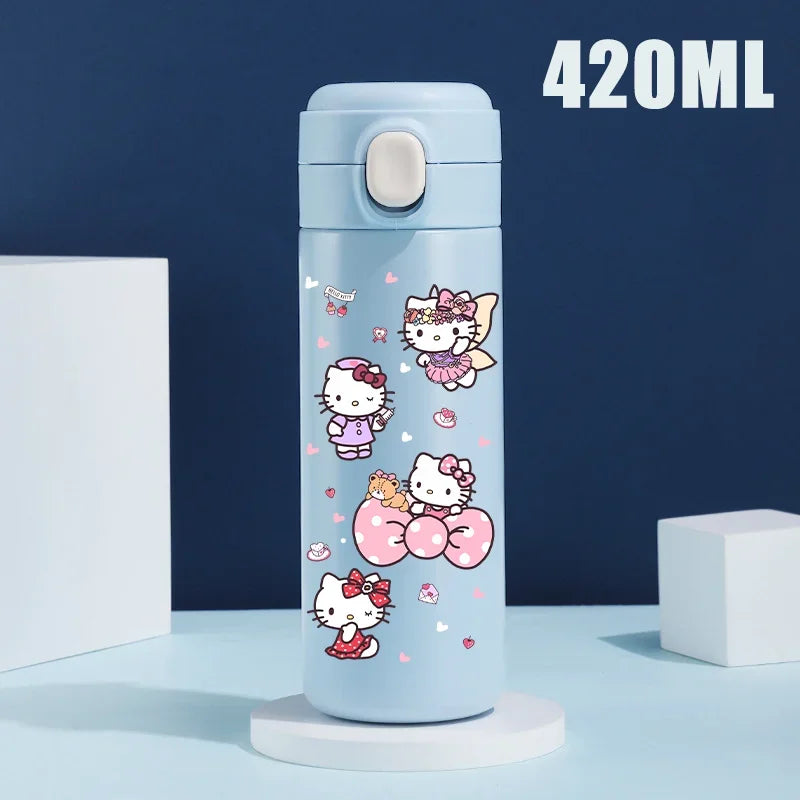 Sanrio 420 ML Thermos Mug Hello Kitty Cartoon 304 Stainless Steel Portable Water Cup Travel Water Bottle Kawaii Cups Kids Gifts