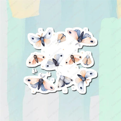Pastel Moths 5PCS Stickers for Living Room Bumper Anime Cute Kid Car Art Print Window Home Decor